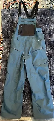 Flylow Firebird Bibs Snow Pants Ski Snowboard Men’s Large Snow Blue Teal Grey • $115