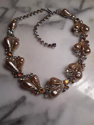 SIGNED Elsa Schiaparelli 1950's Baroque Faux Pearl & AB Necklace (FOR REPAIR) • $99.99