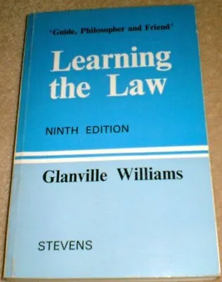 Learning The Law Williams Glanville L. Good Condition ISBN 0420441204 • £51.97