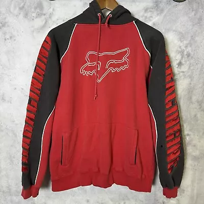 Fox Racing Hoodie Mens Medium M Red Embroidered Sweatshirt Y2k • $44.95