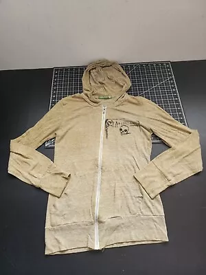 A Makebelieve Company Zip Up Hoodie Jacket Beige Women’s Size S Maui Hawaii • £17.13