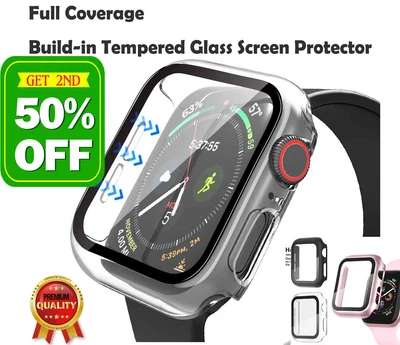 $6.90 • Buy Apple Watch Screen Protector Glass Case 9 8 Ultra 7 6se 5 49/45/44/42/41/40/38mm