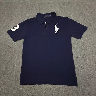 Ralph Lauren Shirt Kids MEDIUM Blue Polo T-shirt Short Sleeve Big Pony Size M • $22.88