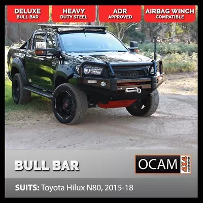OCAM Deluxe Steel Bull Bar For Toyota Hilux N80 2015-09/2018  & OCAM 9.5k LBS Wi • $2445