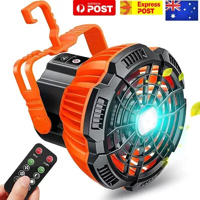 Rechargeable Portable Camping Fan LED Light Outdoor Tent Lantern W/ Hook Remote • $36