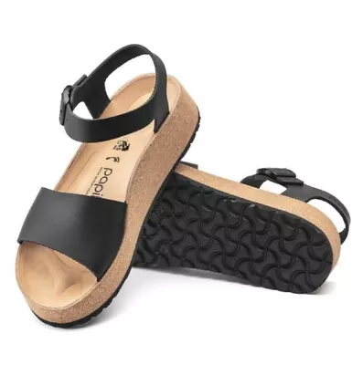 £80 • Buy Birkenstock Papillio Glenda In Black Leather, Size 4.5 EU37, Narrow Fit 