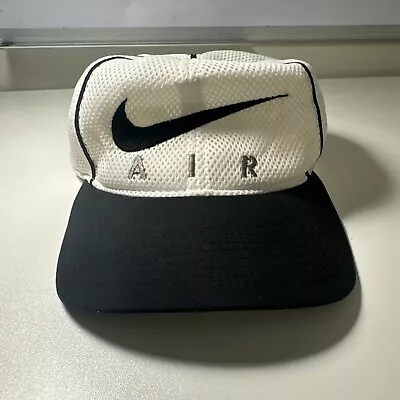 Vintage Nike Air White With Black Strips Snapback Cap Hat • $30