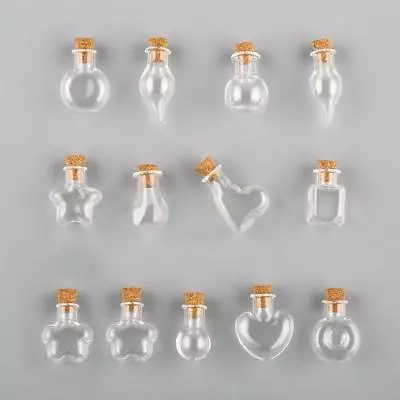 $1.90 • Buy 5Pcs Empty Clear Wishing Bottle Pendants With Corks Glass Message Vial Jars 