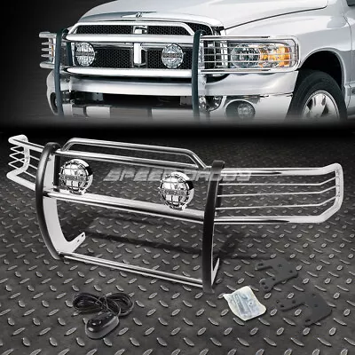 Chrome Brush Grill Guard+round Clear Fog Light For 94-02 Dodge Ram Pickup Truck • $318.88