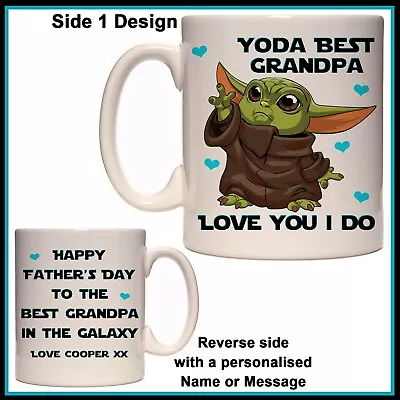 Personalised Baby Yoda Best Grandpa Mug Fathers Day Birthday Gift Love You I Do • $20