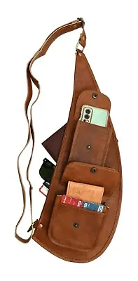 Men's Vintage Genuine Leather Shoulder Sling Bag Satchel Chest Brown Backpacks • $90.44