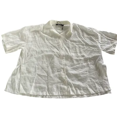 Zara Shirt Women Small White Oversized Button Down Coastal Old Money Modal Blend • $9.74