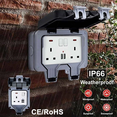 £190.99 • Buy Outdoor Weatherproof Outside 13A 2 Gang Twin Switched Double Socket Plug Socket
