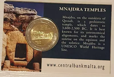 2018 Original Coincard 2 Euro MALTA: MNAJDRA TEMPLES- UNC • $10.95