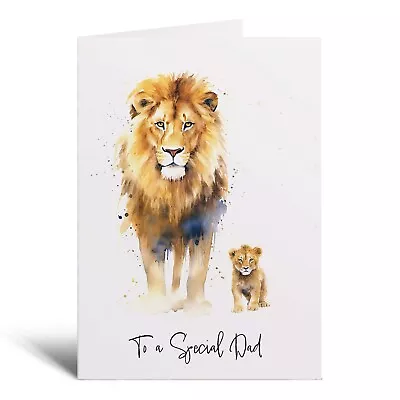 Birthday Card For Dad Card Or Father Day Birthday Card With Lion Illustration • £4.04