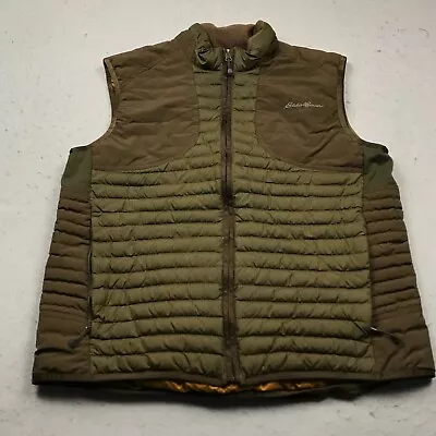 Eddie Bauer Vest Mens Large Brown Sport Shop Puffer Full Zip Goose Down Insulate • $39.99