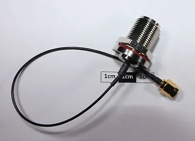 £3.14 • Buy N-Type Bulkhead Socket To SMA Plug With 200mm Coax Lead