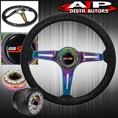 Quick Release For 96-05 Civic + Metallic Gloss Black Neo Chrome Steering Wheel • $84.99