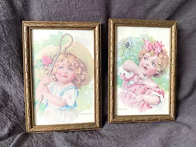 Vintage Set (2) Maud Humphrey Little Bo Peep & Little Miss Muffet Framed Prints • $38.99