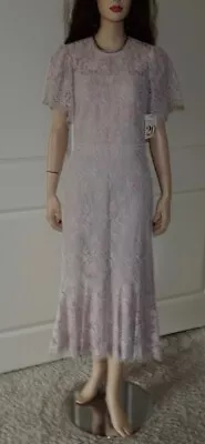 Shoshanna Women's Ellery Blush Lace Midi  Dress Black  Size 8 Ivory/Pink • $220