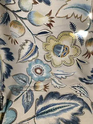 Jane Churchill Fabric Piper Design Navy/ochre 5 Metres Curtains Cushionsblinds • £120