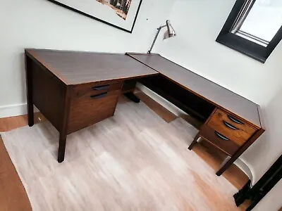 Jens Risom Mid Century L-Shaped 2 Piece Exeutive Corner Desk Signed Mid-Century • $3200