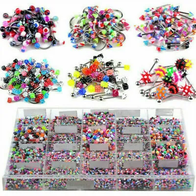 Lots Mixed Belly Button Navel Rings Eyebrow Tongue Bar Nose Ring Studs Piercing • $6.99