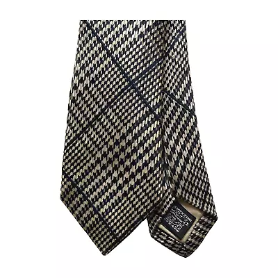 Drake's Neck Tie Houndstooth Black White Check Silk England Made From Japan Used • $89