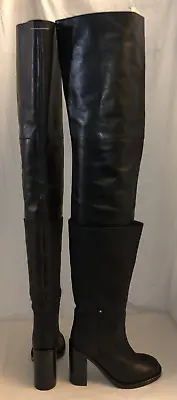 38/8❤️ MAISON MARGIELA BLACK LEATHER Mid Calf OVER KNEE Thigh High BOOTS ITALY • $270.75