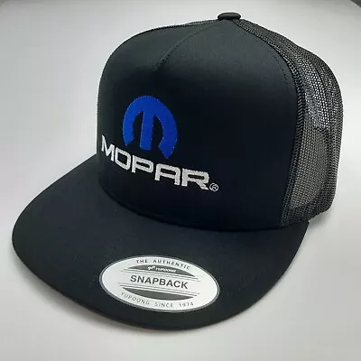 Mopar Embroidered Yupoong Flat Bill Mesh Snapback Cap Hat Black  • $21.99