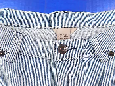 Duluth Trading Co Railroad Stripe Jeans Women's 14x31  Pinstriped Blue White • $24.95