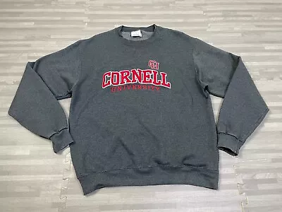 Vintage Champion Eco Fleece Cornell University Sweatshirt Men Large Gray LS Crew • $17.98