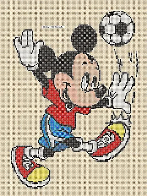 £4.50 • Buy Cross Stitch Chart - Mickey Mouse Footballer Flowerpower37-uk...