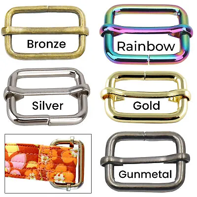 25mm Metal Slider Tri-Glide Adjustable Buckle For Leather Craft Webbing Bag Belt • £2.79