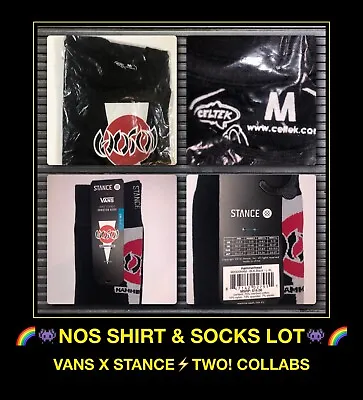NOS VTG HOSOI X Celtek HAMMERHEAD Skateboard M Shirt & VANS X Stance Socks 2 LOT • $89.99