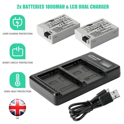 2x LP-8E Battery & LCD Dual Charger For Canon EOS 550D 600D Kiss X4 X5 Rebel T2i • £23.95