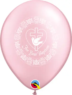 Qualatex 10 Pcs For Your Baptism (Pearl Pink) Two Sided Print Laten Balloon • $6.90