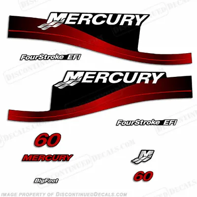 Mercury 60 Hp Bigfoot Fourstroke EFI Outboard Motor Decals Engine Decal Set Red • $89.95