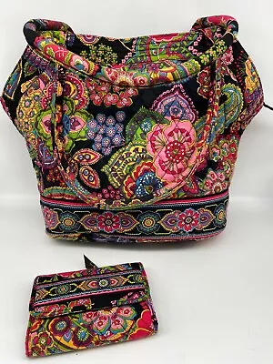 Vera Bradley Floral Fiesta Large Shoulder Tote Bag W/Wallet Retired Multicolored • $42.25