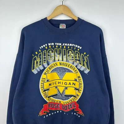 Vintage 90s 1998 University Of Michigan Wolverines Rose Bowl Sweatshirt Size XL • $60