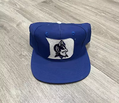 Vintage Duke University Blue Devils Plain Logo Blockhead Deadstock SnapBack Hat • $99.99
