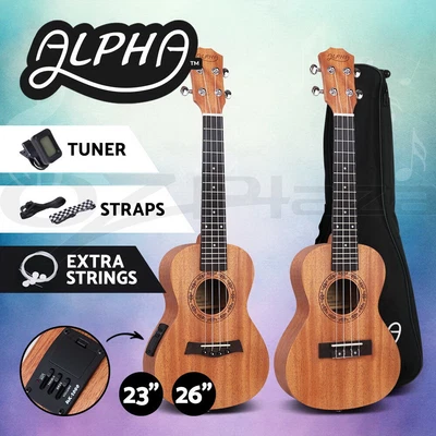 $49.95 • Buy Alpha 23  26  Concert Tenor Ukulele Mahogany Ukuleles Uke W/ EQ Tuner Carry Bag
