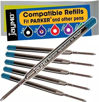 6 - Blue Parker Compatible Ballpoint Pen Refills. Smooth Writing German Ink And  • $12.11