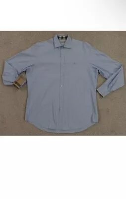 Burberry Brit Shirt Men Large Blue Nova Check Button Up Classic Fit Logo • $205
