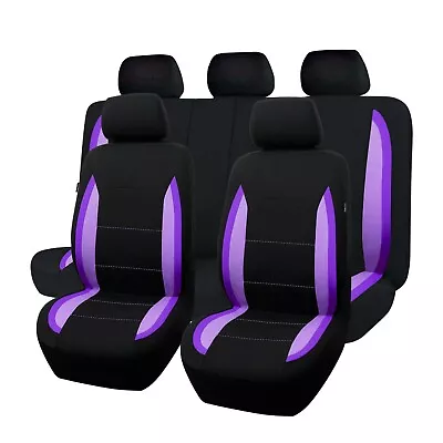 5 Seats Universal Car Seat Covers Rear Split 40/60 50/50 Black Purple Cushioned • $35.99