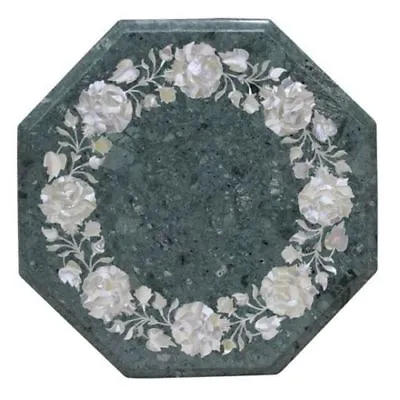 12  Green Marble Top Table Semi Precious Stones Art Inlay Handicraft Work • £228.41