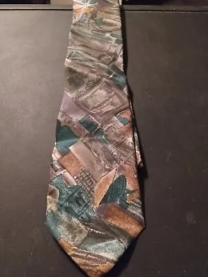 🧔👔Hubert Milano 💯% Silk Multicolor Abstract Tie • $10