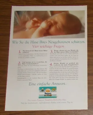 Rare Advertising Vintage PAMPERS NEWBORN BABY DRY PLUS Diapers 1996 • £4.12