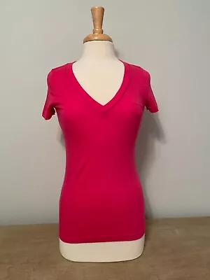 Mossimo Hot Pink Boyfriend Pocket V-Neck T-Shirt Size S Small EUC • $5