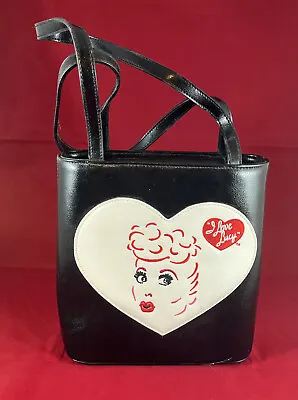 I Love Lucy Lucille Ball Black Leather Hand Bag Embroidered Purse • $15